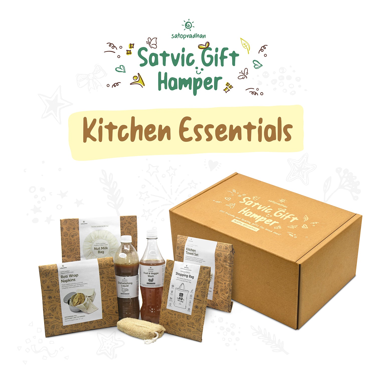 Satvic Kitchen Essentials Gift Hamper - Eco-Conscious Gift pack for Sustainable Living