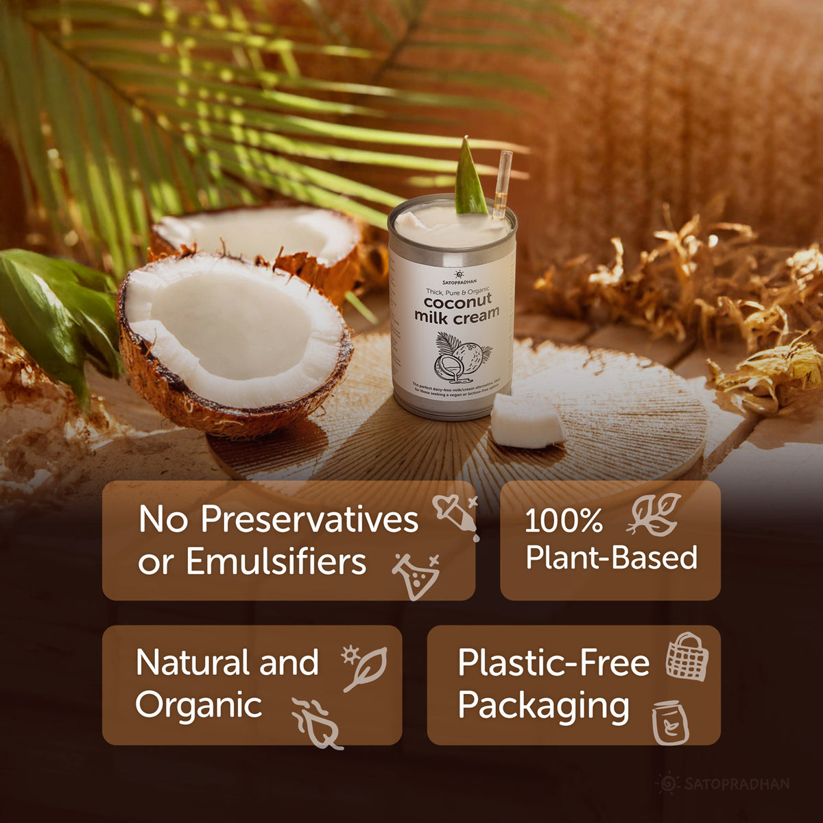 Key Features of Unsweetened Coconut Milk Cream 400ml - Pure & Organic Plant-Based Cream made from Southern Coconuts - No Added Sugar - No Additives - Dairy-Free - Lactose-Free - Vegan