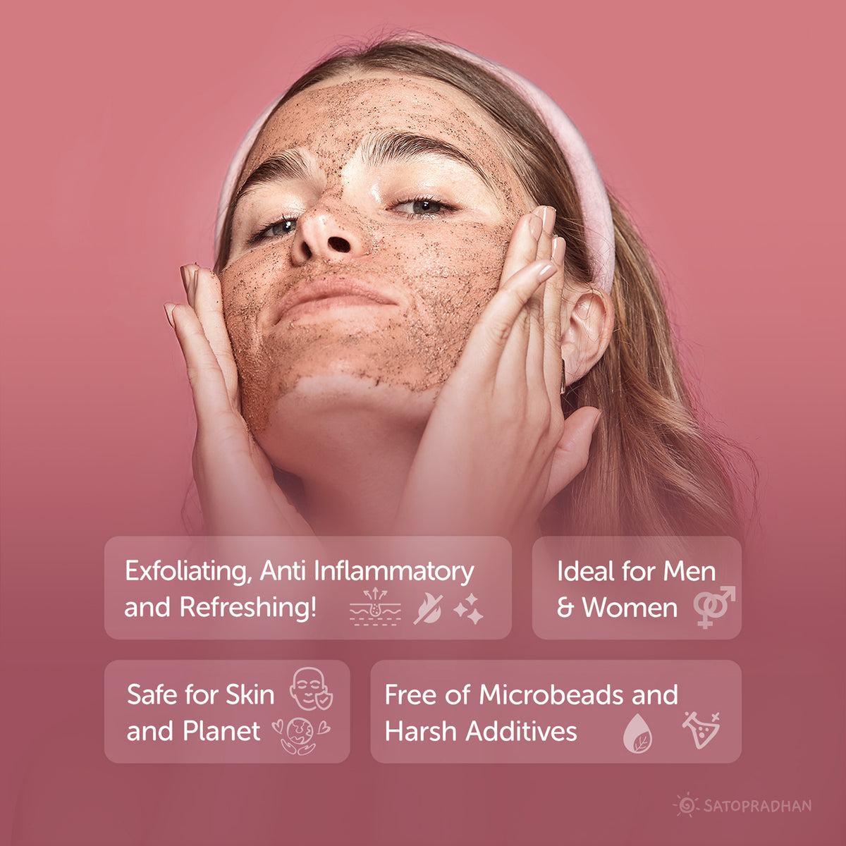 Satopradhan Rosehip & Shea Butter Exfoliating Herbal Scrub for Face & Body 150g - Natural Detan Scrub for Cleansing | Blackhead & Whitehead Remover | Dead Skin Remover | Detan Face Ubtan