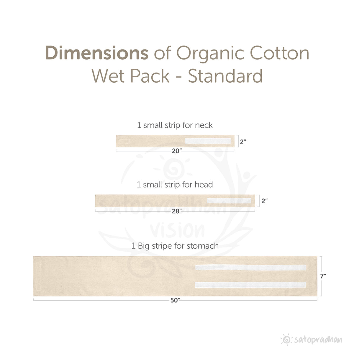 Organic Cotton Wet Pack - Standard Set of Three Cotton Stripes - Folded &amp; Stitched | GOTS Certified | Thandi Patti | Cure Cold, Cough, Fever, Stomach Ache Naturally