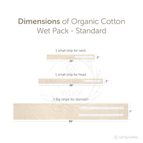 Organic Cotton Wet Pack - Standard Set of Three Cotton Stripes - Folded &amp; Stitched | GOTS Certified | Thandi Patti | Cure Cold, Cough, Fever, Stomach Ache Naturally