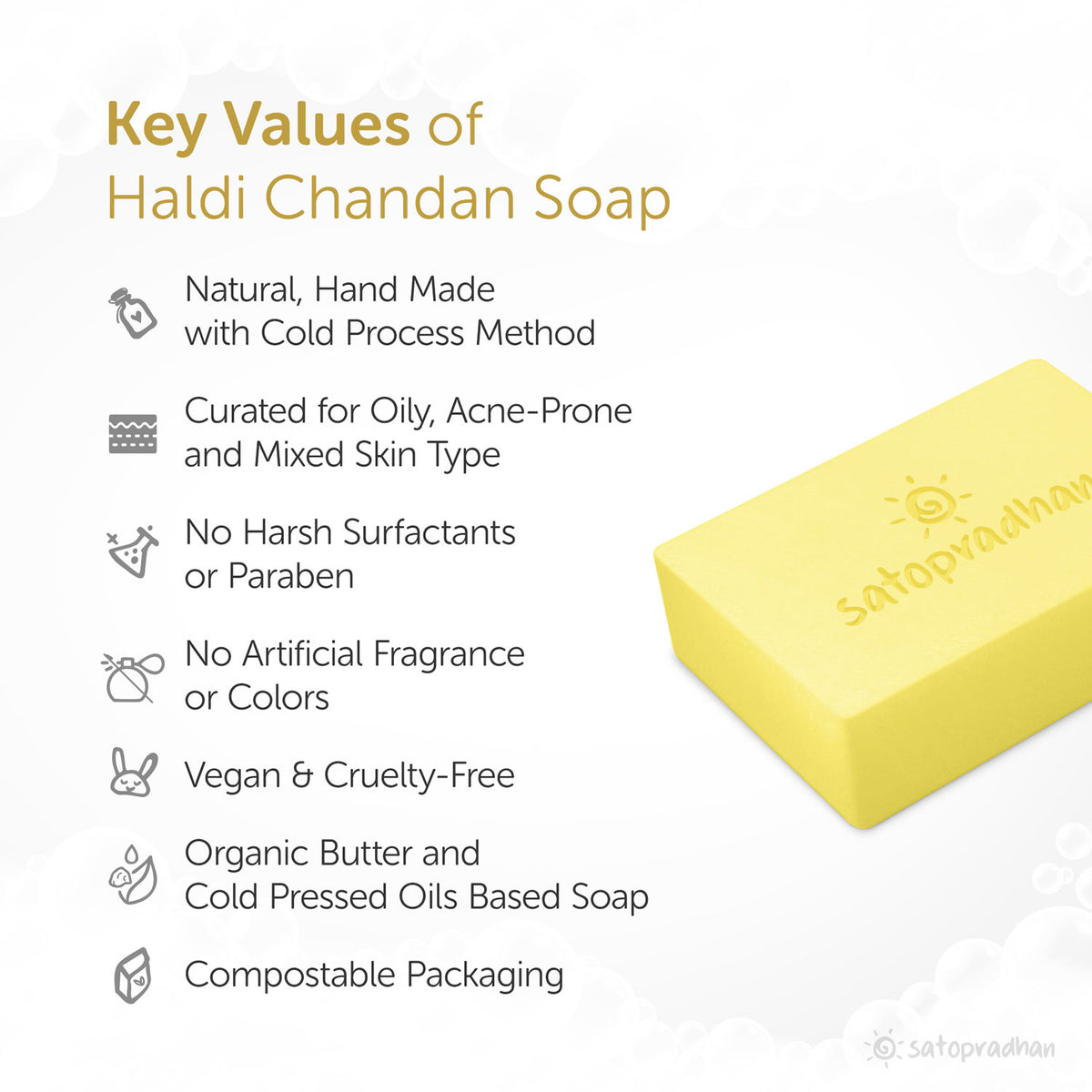 Anti-Ageing Haldi Chandan Soap 80g - Cold Processed Handmade Organic Vegan & Natural Soap