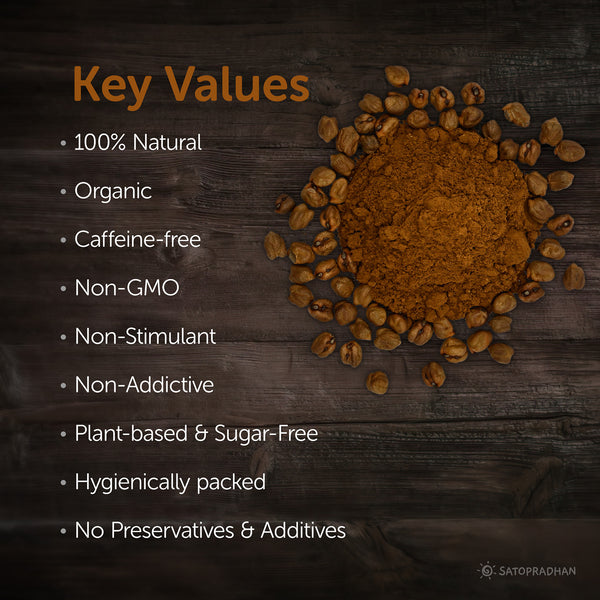 100% natural, organic, caffeine free, non gmo, non stimulant