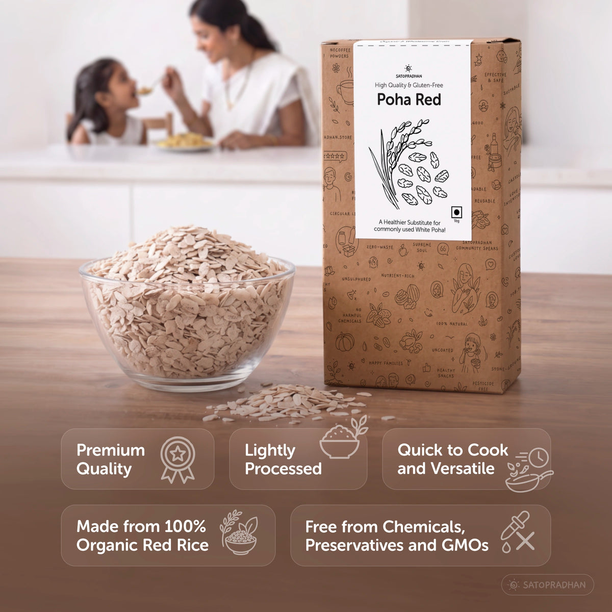 Poha Red - Organic & Wholesome 400g & 2.8 Kg - Gluten-free & Saponin-free - High-Quality Unrefined Grains without Preservatives