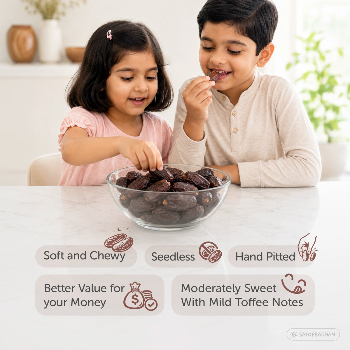 Seedless Safawi Dates 800g - Premium Organic Saudi Arabian Dates - Natural Black Khajoor - No Added Sugar or Preservatives - Pitted Safawi Dates