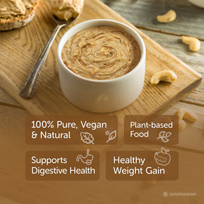 Pure Cashew Nut Butter  200g -  Organic, Mildly Sweetened, Smooth & Crunchy - No Refined Sugar, Gluten-Free, Vegan, Keto Friendly | Key Values, Main Points