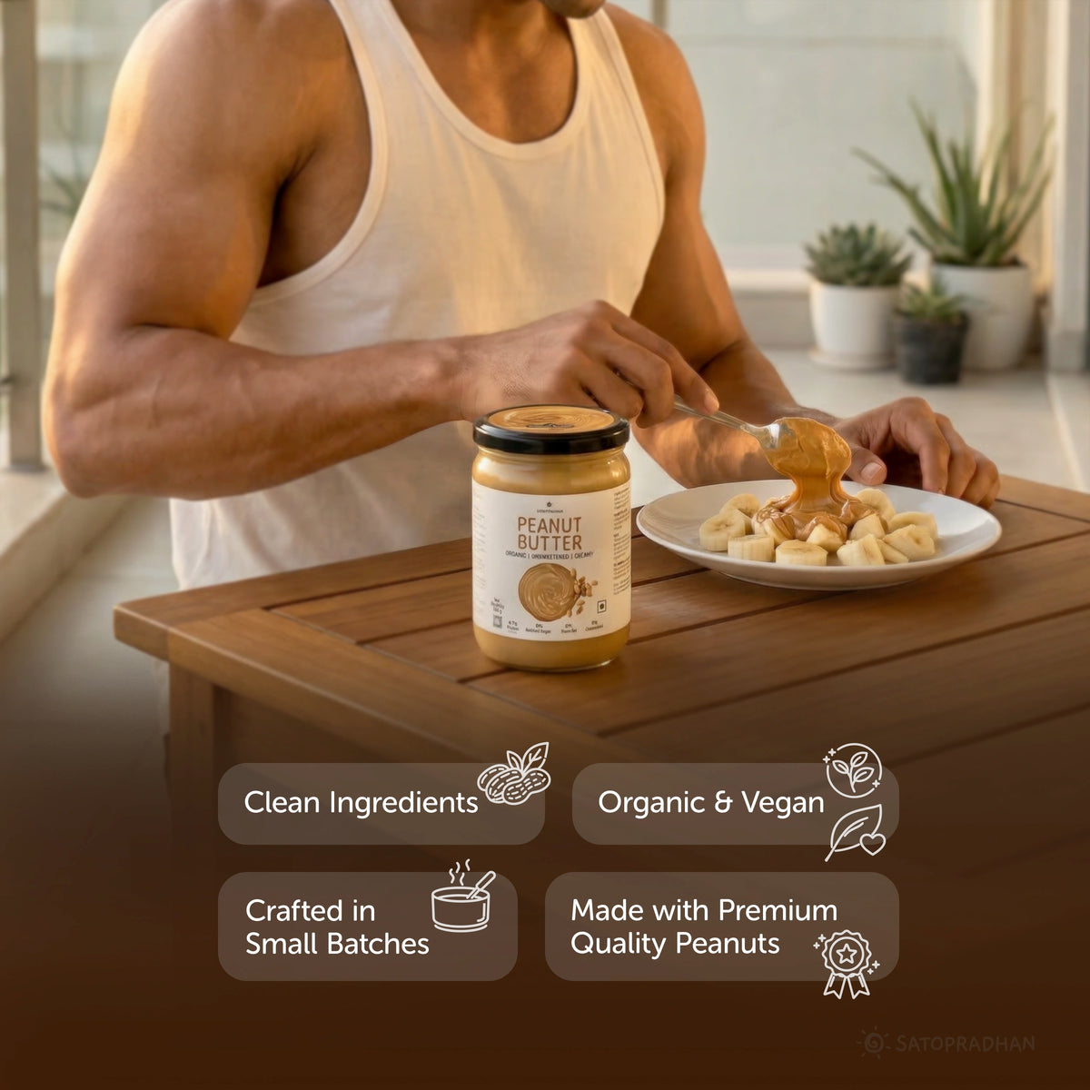Sugar Free Plain Peanut Butter 500g – Creamy - Unsweetened - 100% Peanuts