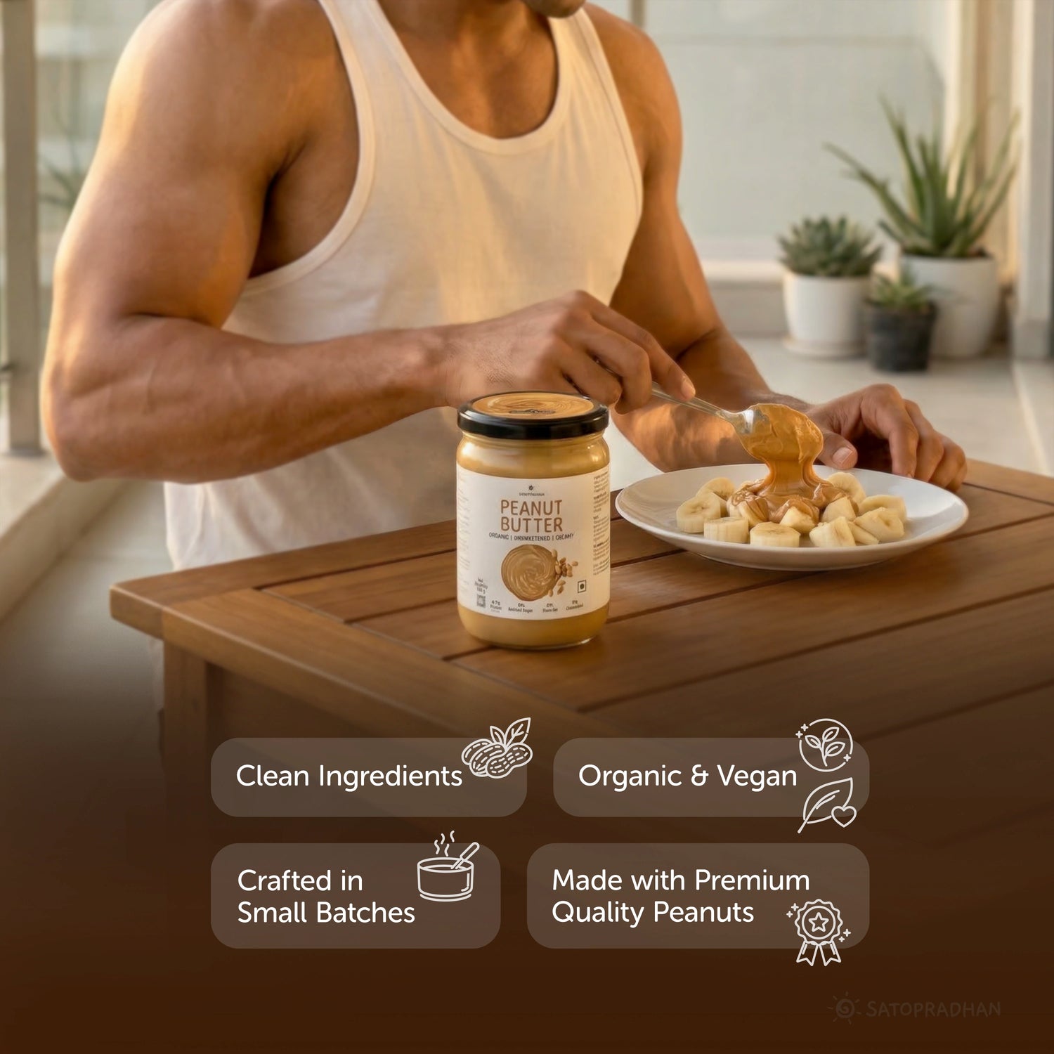 Sugar Free Plain Peanut Butter 500g – Creamy - Unsweetened - 100% Peanuts