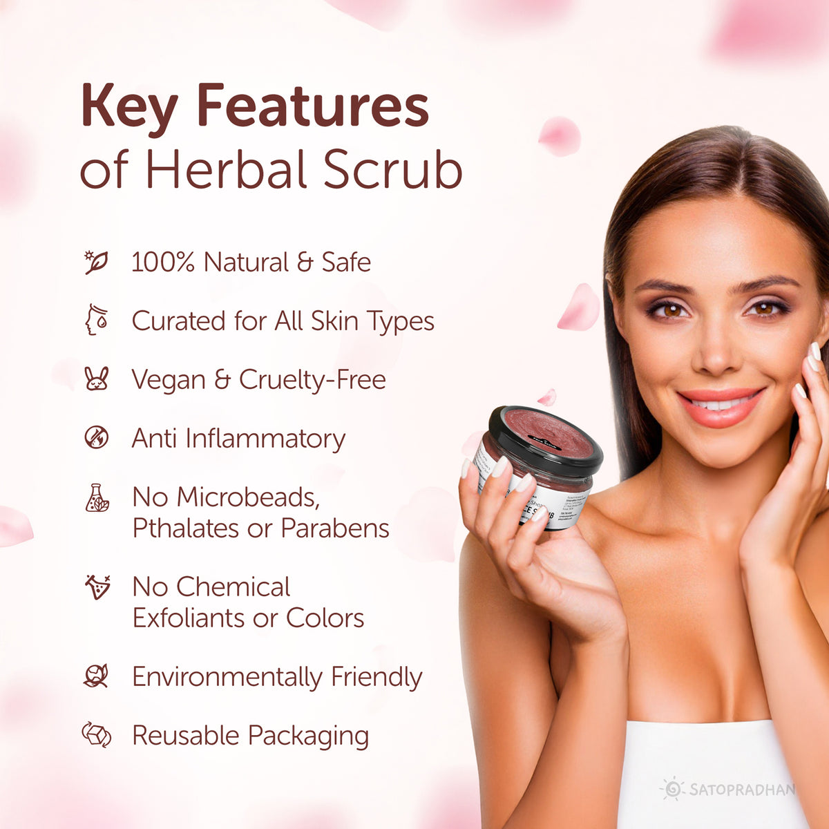 Satopradhan Rosehip & Shea Butter Exfoliating Herbal Scrub for Face & Body 150g - Natural Detan Scrub for Cleansing | Blackhead & Whitehead Remover | Dead Skin Remover | Detan Face Ubtan