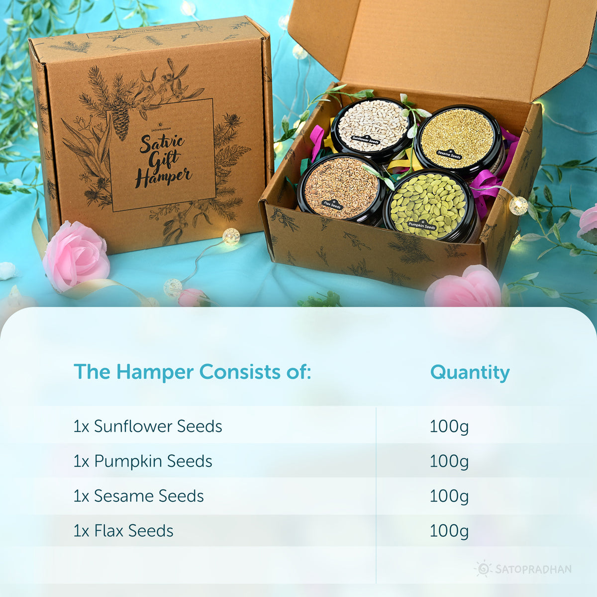 Organic Seeds Delight Gift Hamper| Wholesome Eco-Friendly Gift Pack| Pure and Natural Edible Seeds| Satvic Gift Hamper