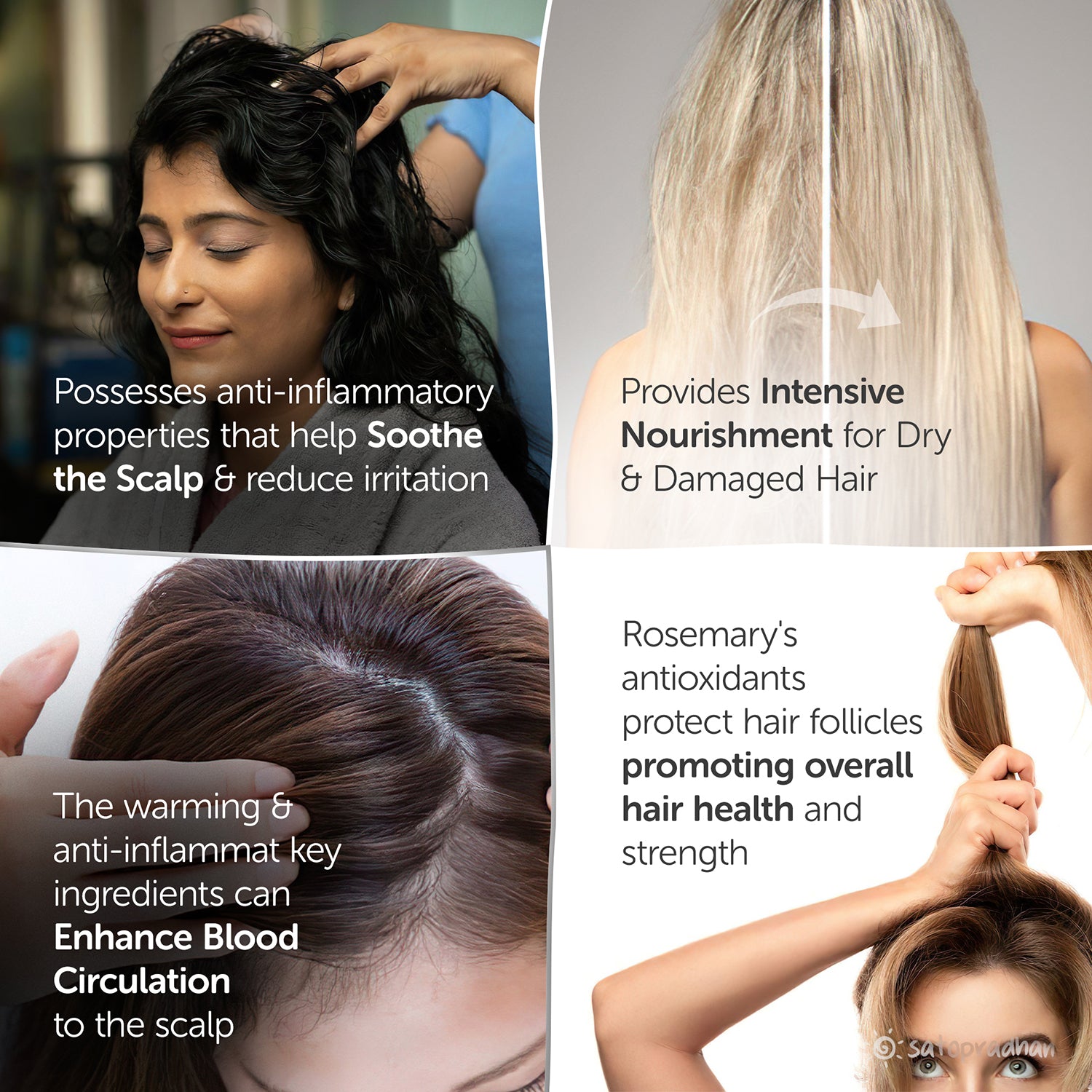 Herbal hair oil providing soothing scalp care, intensive nourishment, enhanced blood circulation, and promoting overall hair health