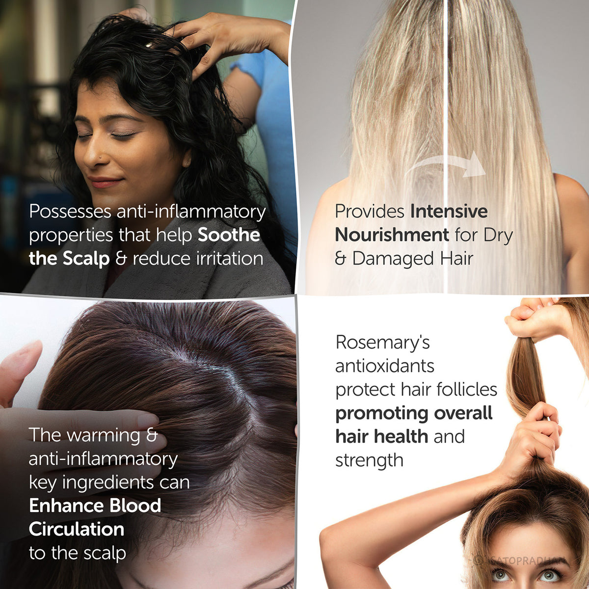 Herbal hair oil providing soothing scalp care, intensive nourishment, enhanced blood circulation, and promoting overall hair health