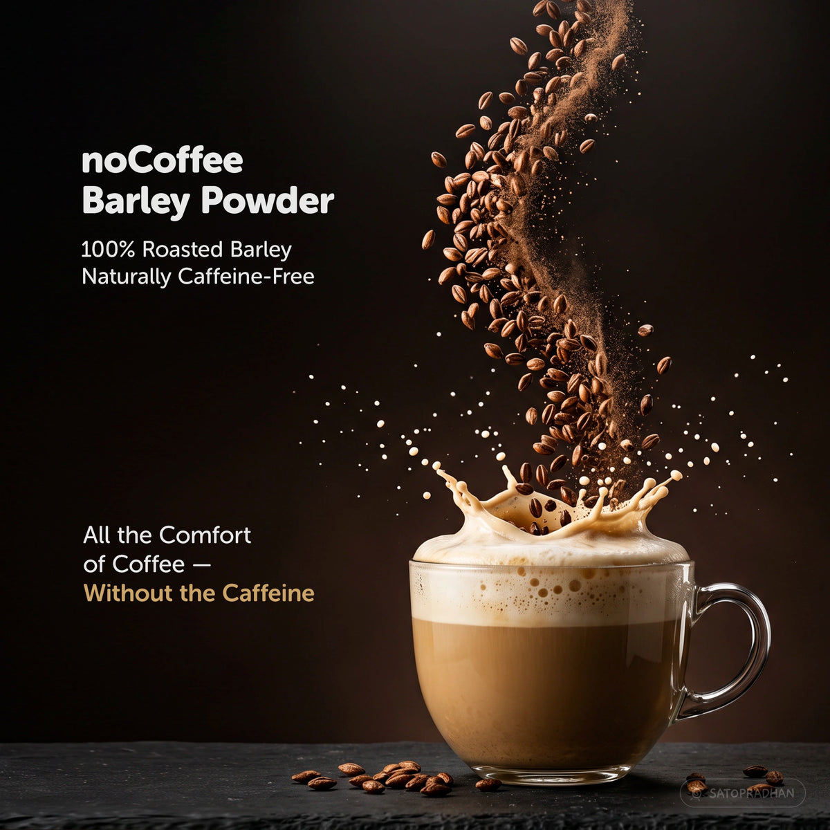 noCoffee Barley Powder  - Naturally Caffeine-Free Coffee Alternative - Roasted Nutty Wellness Drink