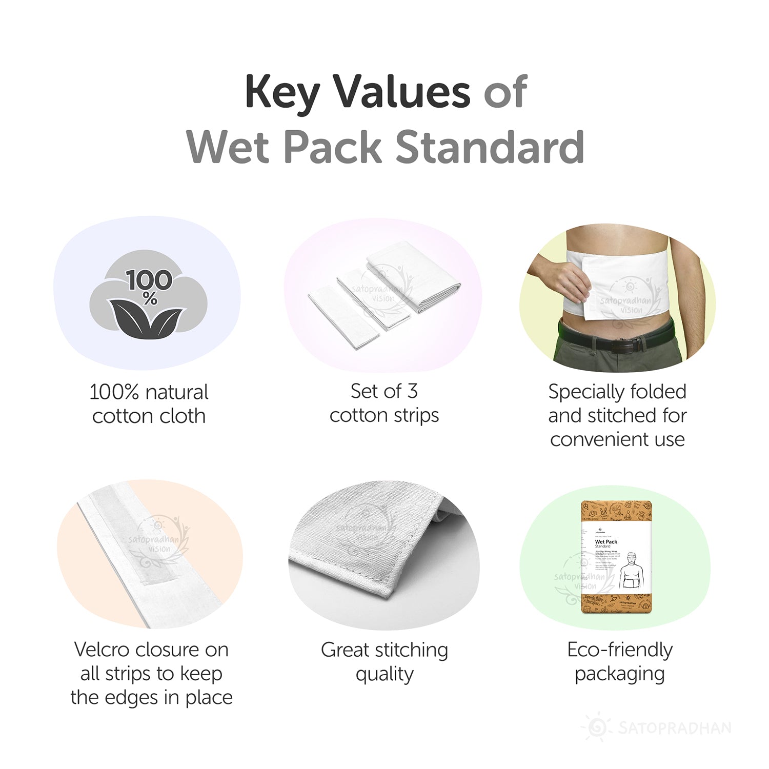 Wet Pack Standard - Set of Three Cotton Strips -  Folded & Stitched for convenience