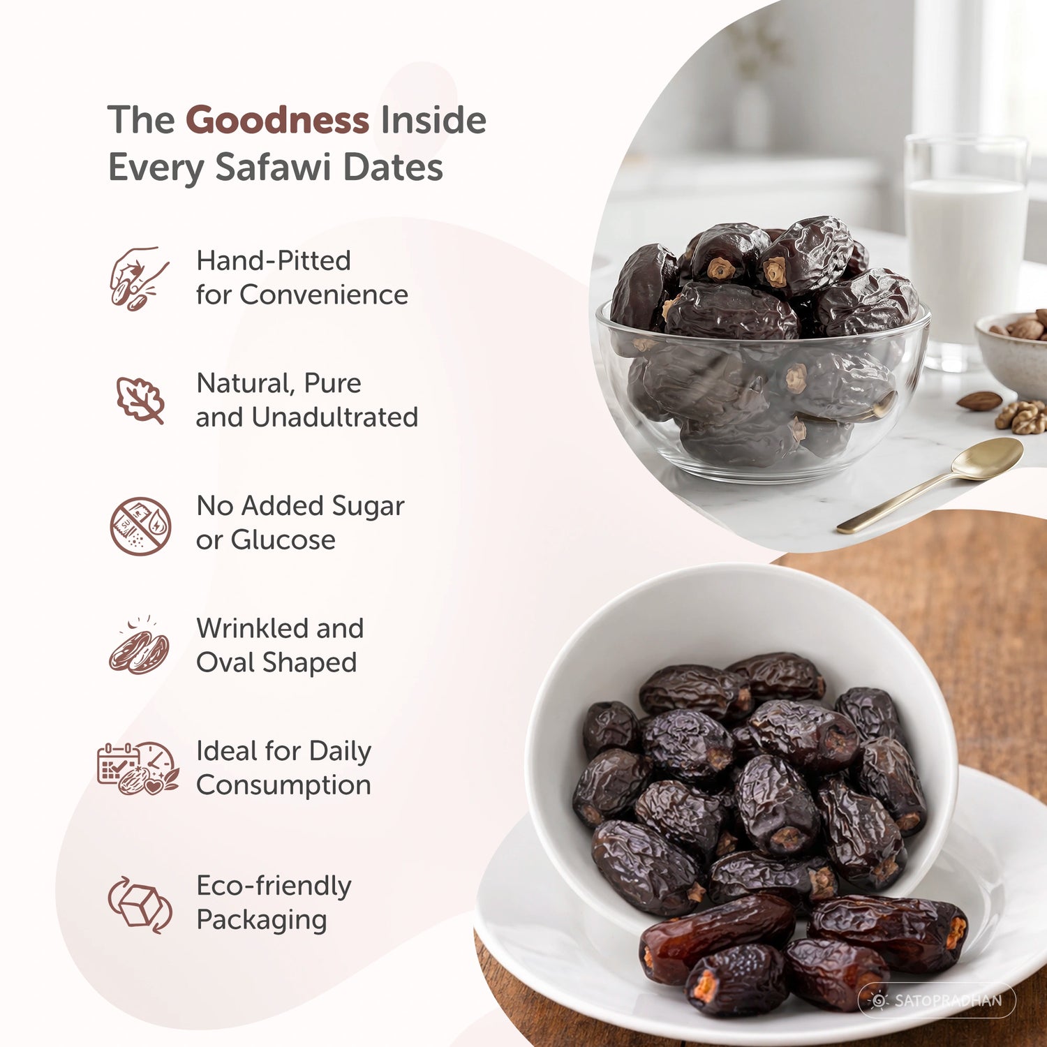 Seedless Safawi Dates 800g - Premium Organic Saudi Arabian Dates - Natural Black Khajoor - No Added Sugar or Preservatives - Pitted Safawi Dates