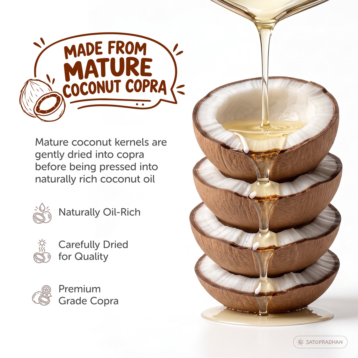 Coconut Oil - Wooden Cold-pressed- Choose from 1000ml or 500ml Multipurpose Oil Without Chemicals in a Reusable Glass Bottle (Kachi Ghani)