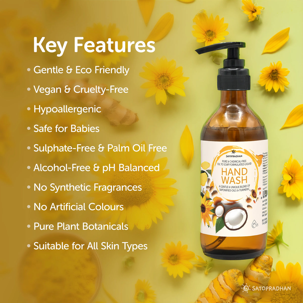 Natural Liquid Handwash 200ml - Organic, Hydrating & Moisturizing Hand Soap for Sensitive Skin - Perfect Hand Cleanser & Disinfectant - Herbal, Vegan & Earth Friendly - For All Skin Types - Toxin Free Hand Soap - Hand Wash Without SLS