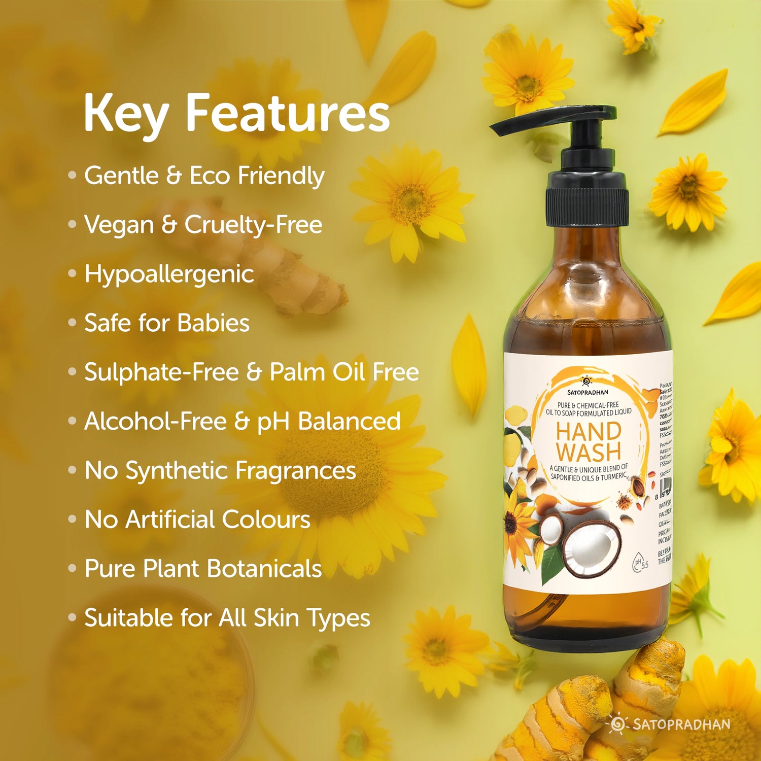 Natural Liquid Handwash 200ml - Organic, Hydrating & Moisturizing Hand Soap for Sensitive Skin - Perfect Hand Cleanser & Disinfectant - Herbal, Vegan & Earth Friendly - For All Skin Types - Toxin Free Hand Soap - Hand Wash Without SLS