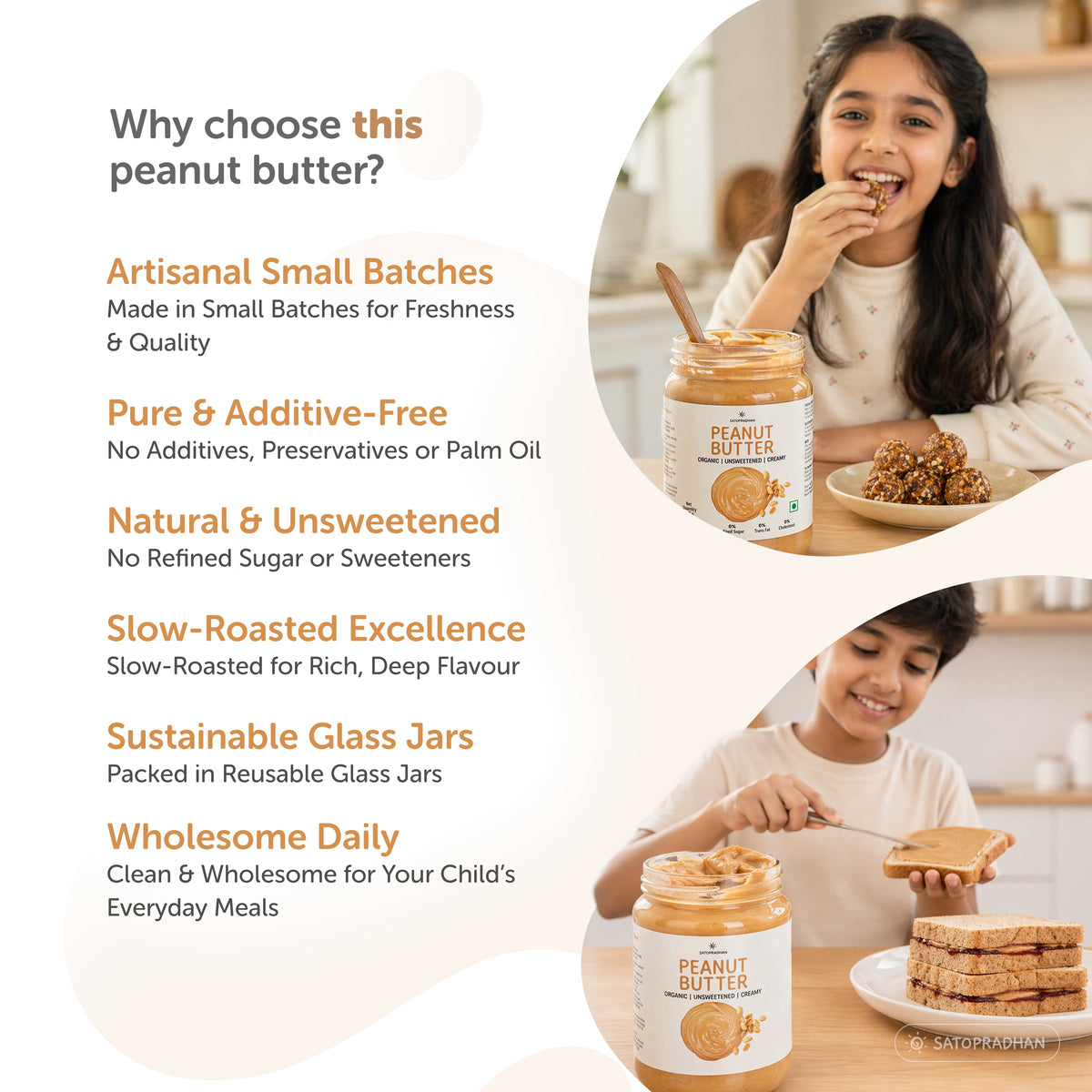 Sugar Free Plain Peanut Butter 500g – Creamy - Unsweetened - 100% Peanuts