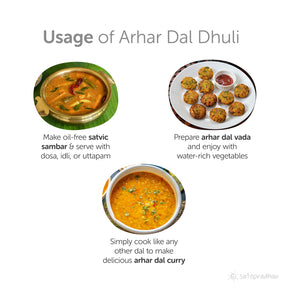 Arhar Dal Dhuli - Toor Dal - Pigeon Pea Split Skinless 800g - Organic, Unpolished & Ethically Sourced -  No Preservatives