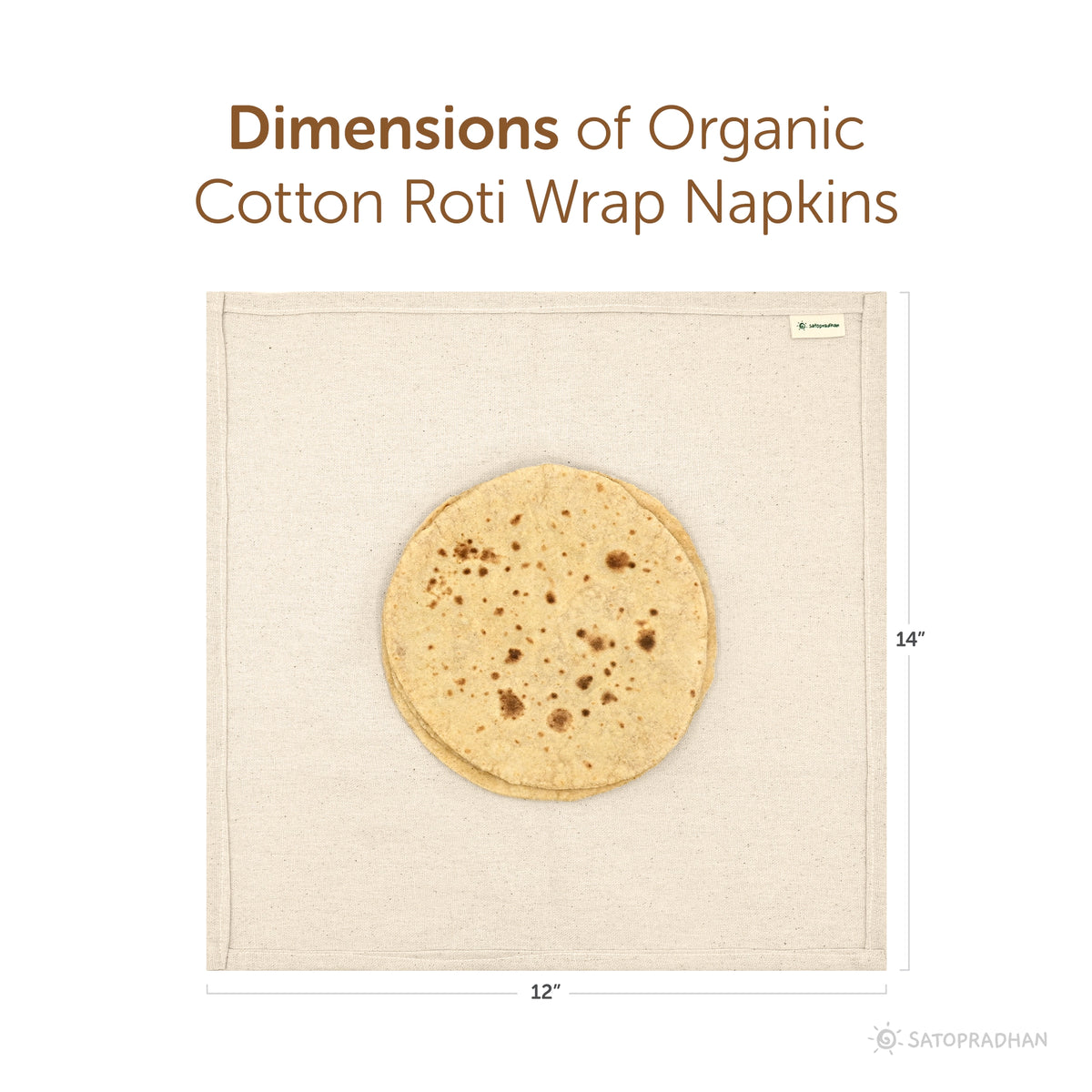 Chapati/Roti Wrap Cloth - Set of 6 Organic Cotton Roti Cover Rumals for Tiffin 12”x14” - Reusable Food Wrap - GOTS Certified Organic Cotton - Chapati Wrapping Cloth - Chapati Warmer Cloth - Cloth for Keeping Rotis