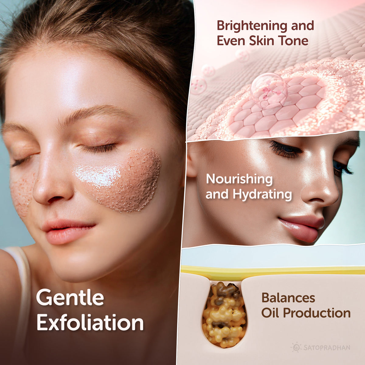 Satopradhan Rosehip & Shea Butter Exfoliating Herbal Scrub for Face & Body 150g - Natural Detan Scrub for Cleansing | Blackhead & Whitehead Remover | Dead Skin Remover | Detan Face Ubtan