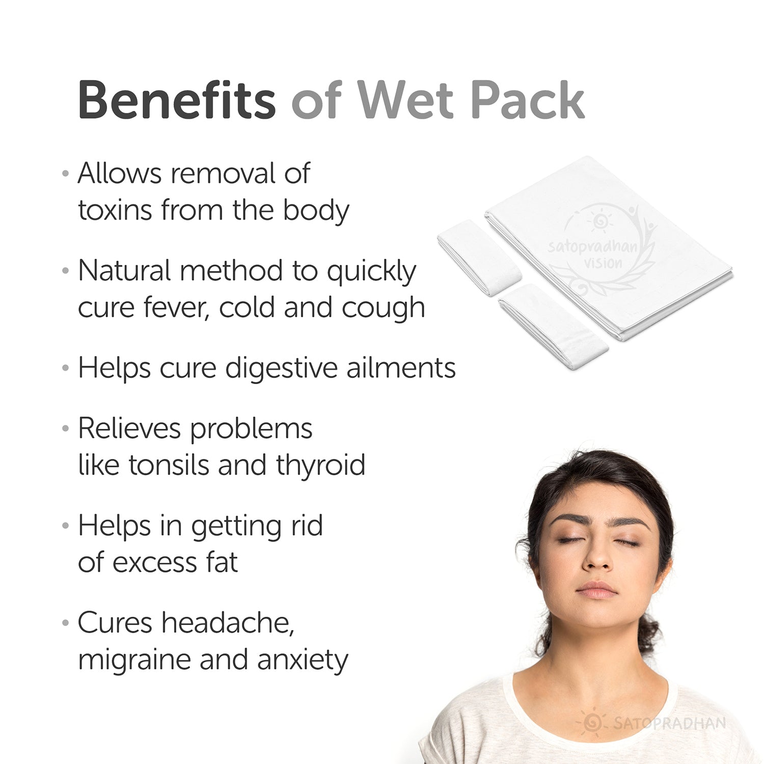 Therapeutic Cotton Cloth Wet Pack - Large | Thandi Patti | Wet Pack to Detox Your Body | For Headache, Fever, Fatigue, Sore Throat, Cold & Cough Relief