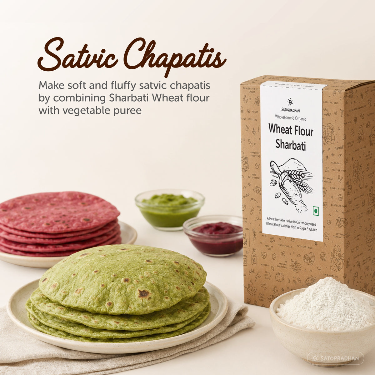 Satvic Chapatis Made From Wheat Flour Sharbati