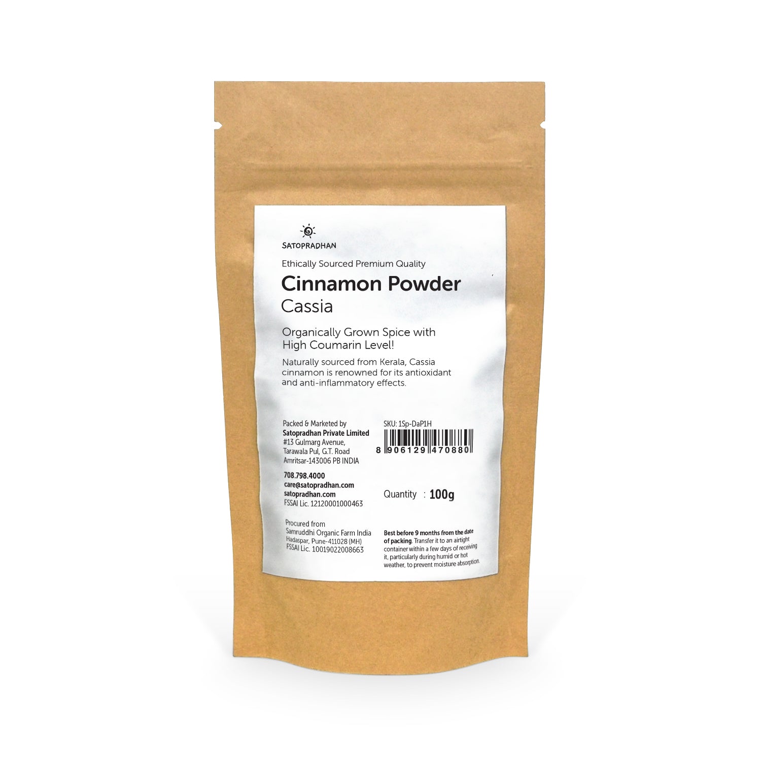 Dalchini Peesi - Cinnamon Cassia Powder 100g - Purely Organic Spice Perfect for Baking, Cooking & Flavouring Hot Beverages