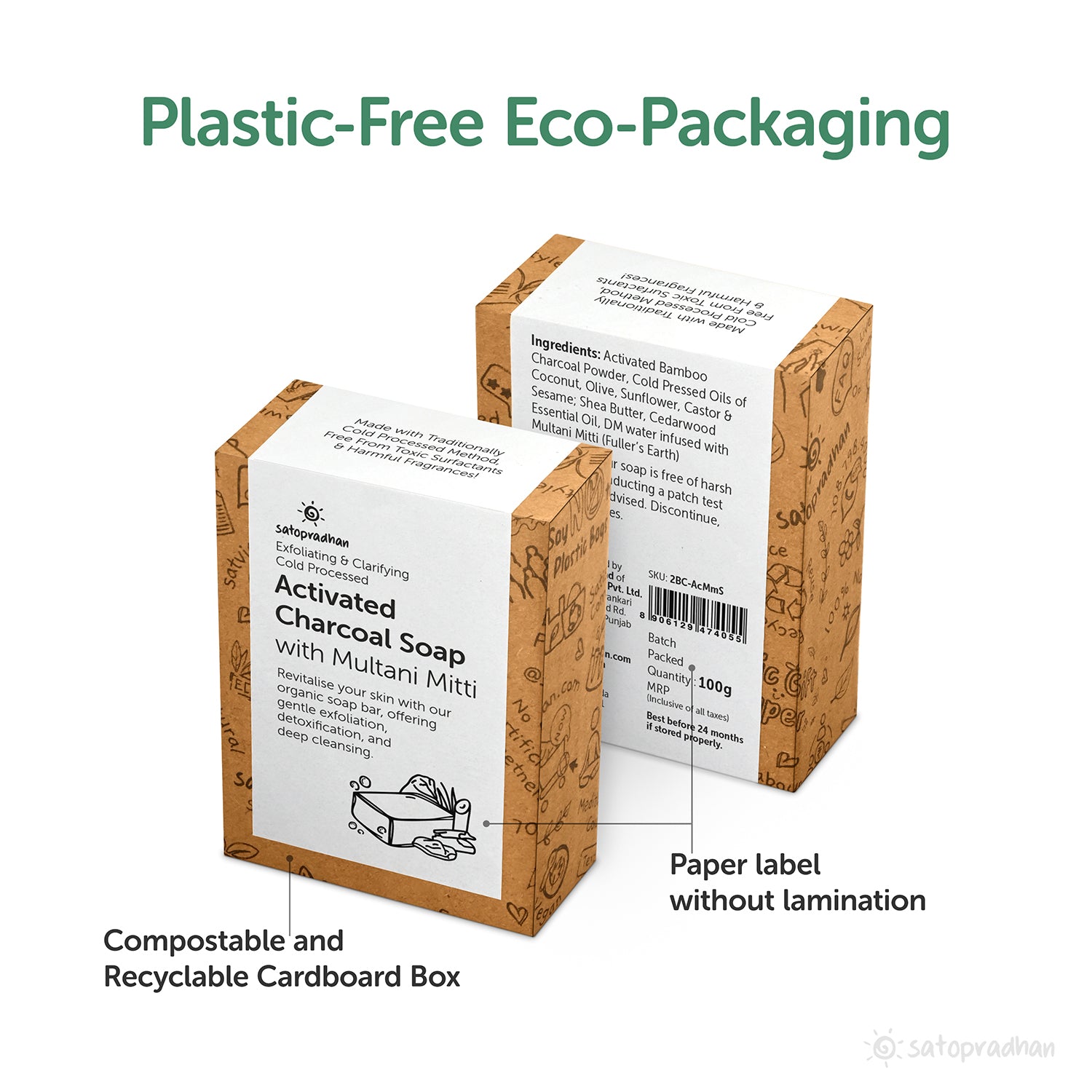 Packed in 100% eco-friendly and compostable packaging