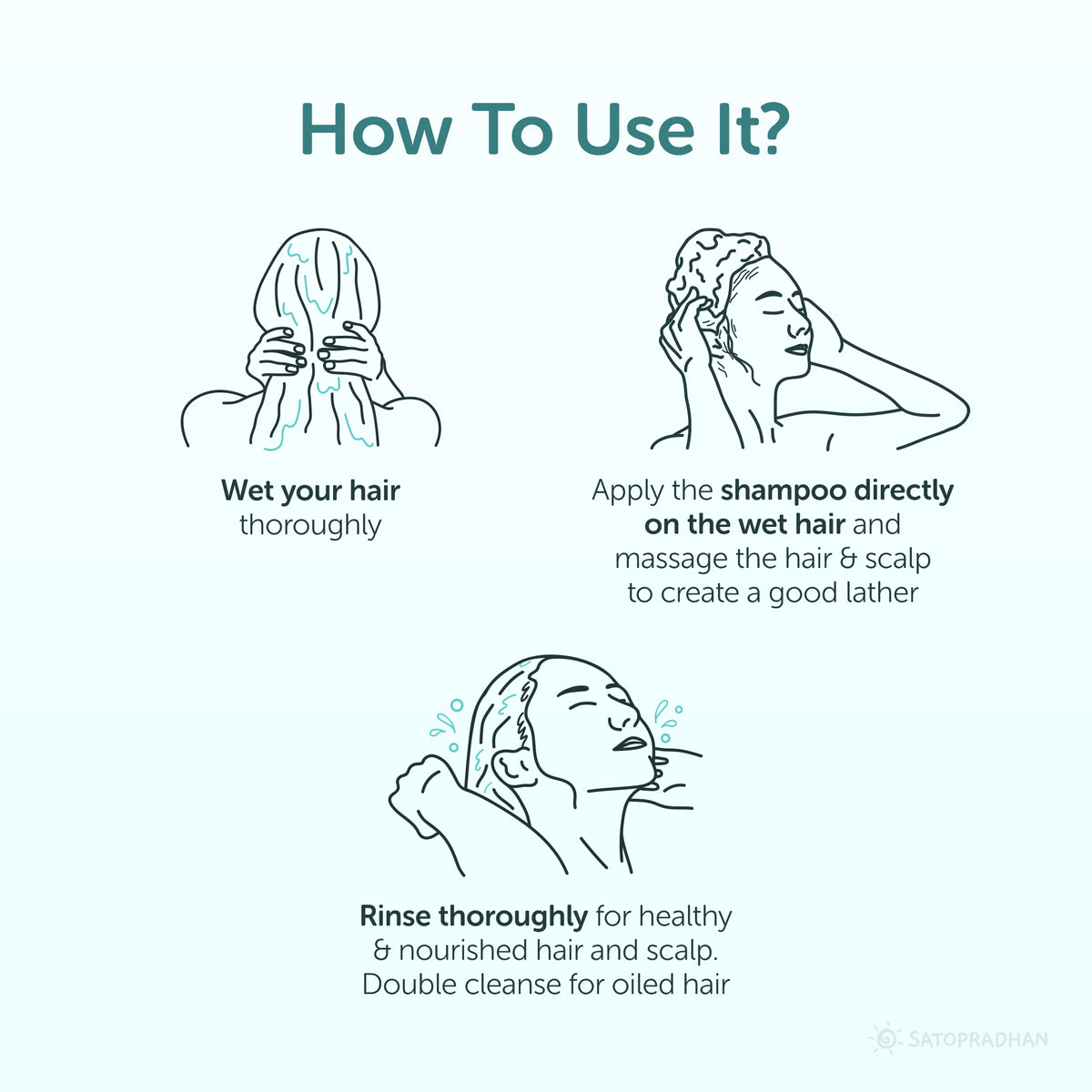How to use rosemary shampoo: wet your hair, apply the shampoo directly to wet hair, gently massage, and rinse thoroughly for clean and healthy hair