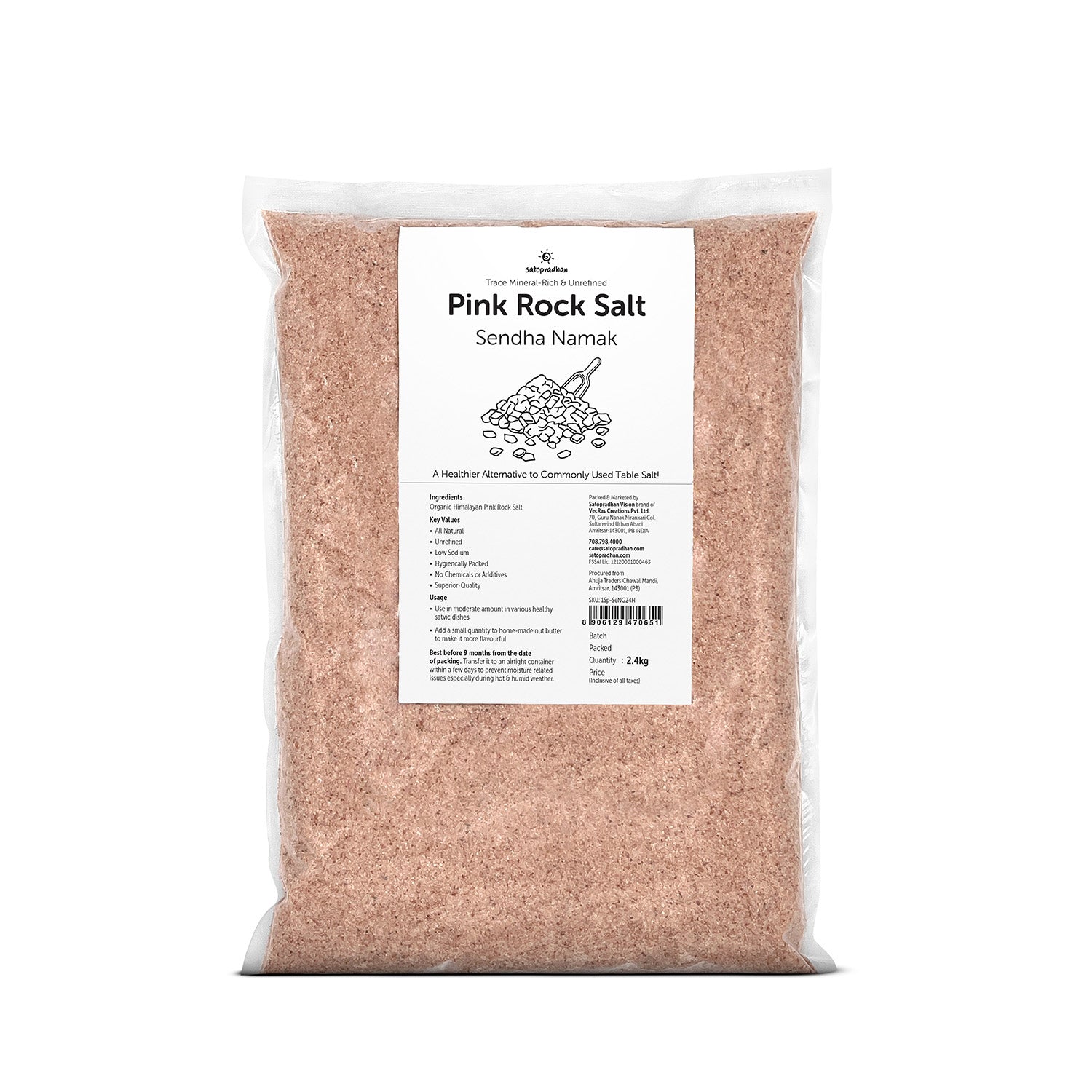 Pink Rock Salt 2.4Kg - 100% Natural & Pure Himalayan Gulabi Sendha Namak - Unadulterated Packaging