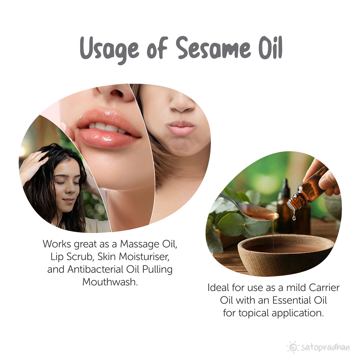 Usage: Works great as a Massage Oil,
Lip Scrub, Skin Moisturiser, and Antibacterial Oil Pulling Mouthwash, Ideal for use as a mild Carrier Oil with an Essential Oil for topical application.