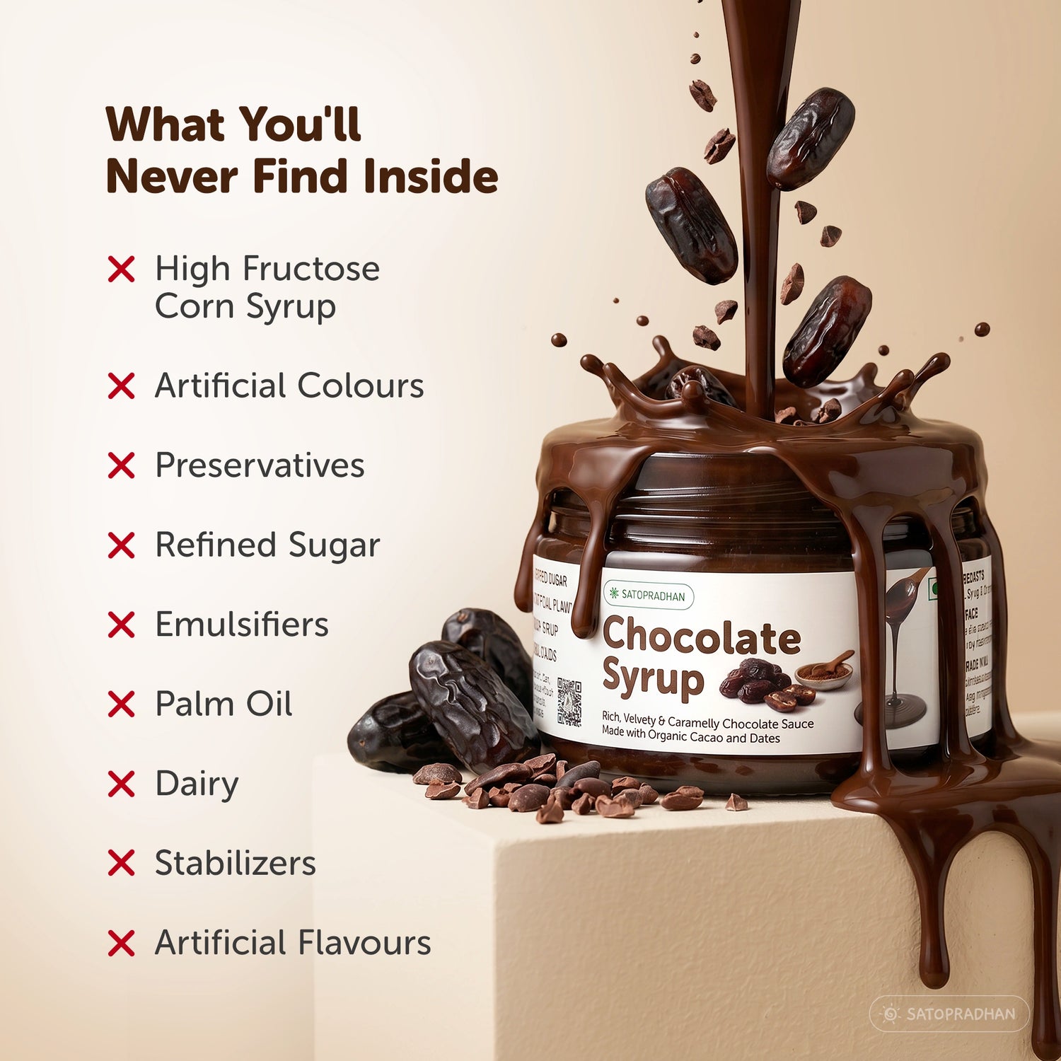 Organic Chocolate Syrup 200g | Date-Sweetened Chocolate Sauce with Real Cacao | No Refined Sugar, No Artificial Flavours