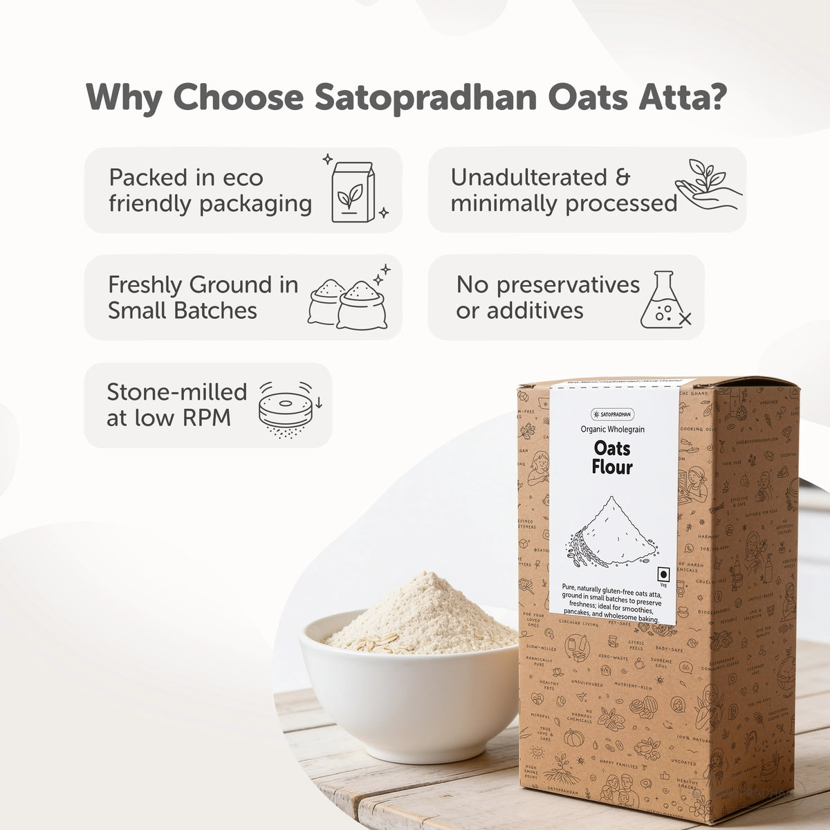 Organic Oats Flour 800g – Gluten-Free Stone Ground Oats Atta