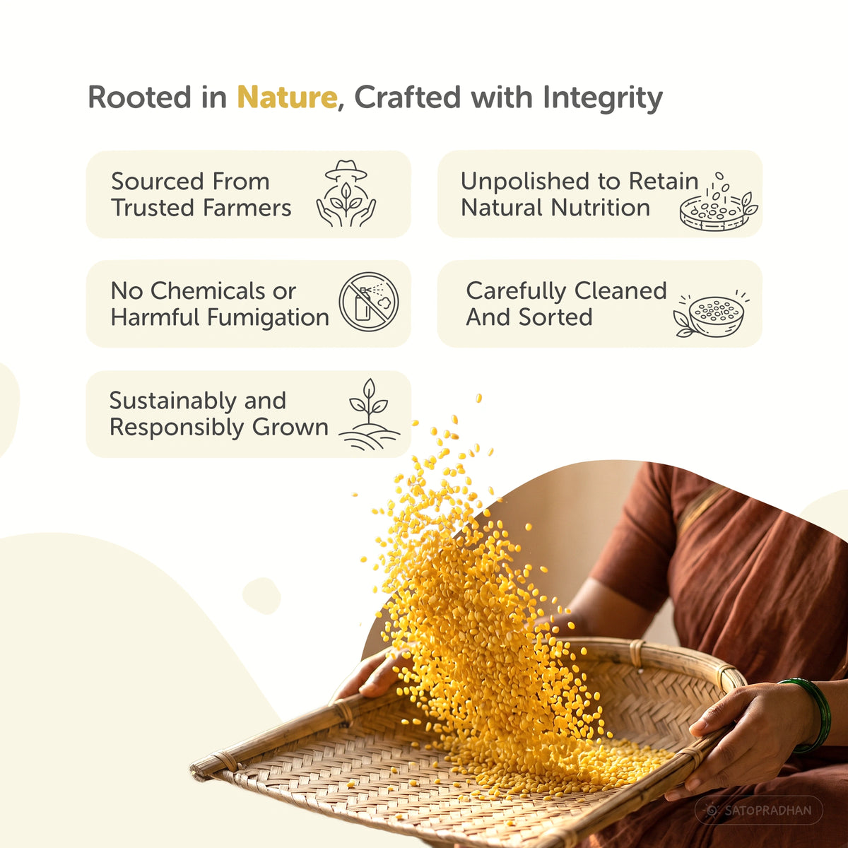 Yellow Moong Dal (Dhuli) 800g – Organic, Unpolished, Chemical-Free - Premium Quality Split Moong Dal