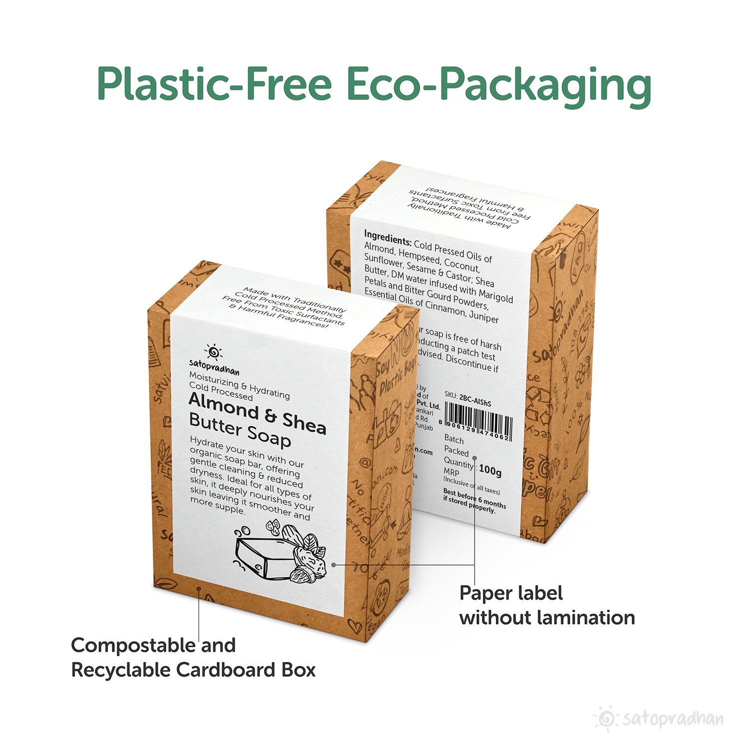 Cold-Processed Almond & Shea Soap 100g - Moisturizing | Handmade Soap Bar | Organic Soap | Skin Cleanser