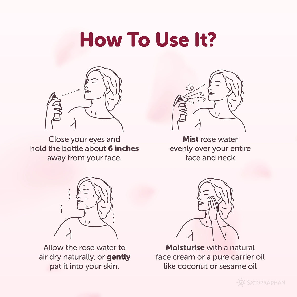 Pure Rose Water (Hydrosol) 200ml - Organic Rose Floral Water for Pore Reduction, Toning & Hydration - Facial Tonic Mist - Steam Distilled Rose Water Spray, How to use it, usage