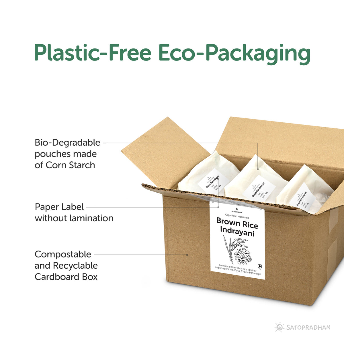 Brown Rice Indrayani- Choose from 800g or 4.5kg - Organic Purely Natural, Unpolished & Hand Pounded Sticky Rice | Ideal for preparing Khichdi, Dosa, Cheela & Porridge