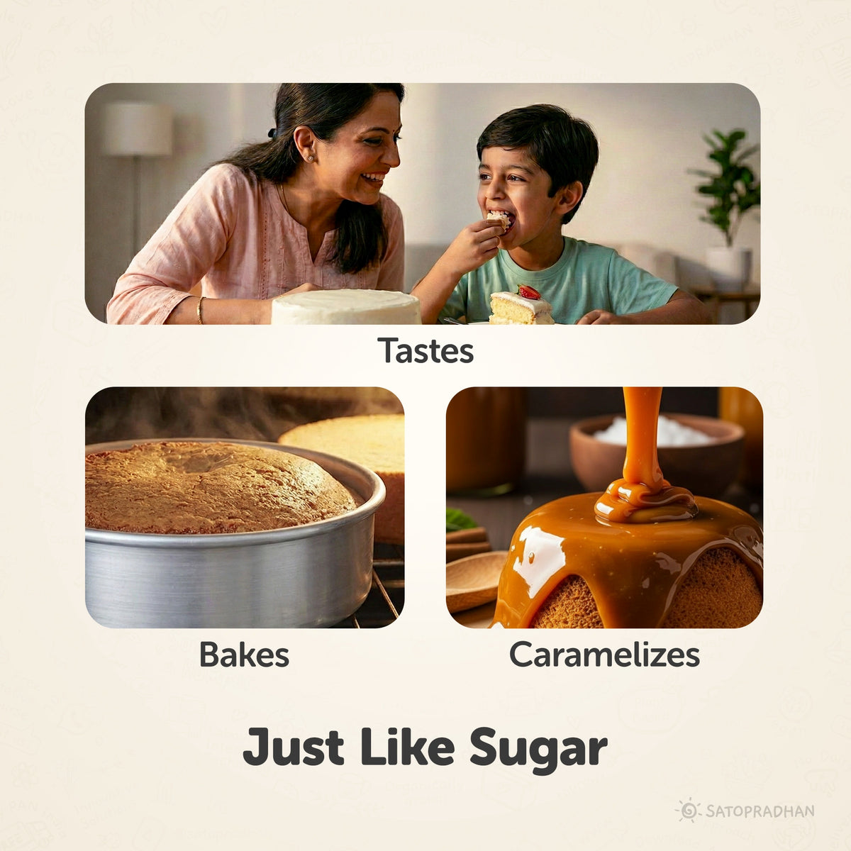 Monk Fruit Sweetener Powder with Allulose 450g - Plant-Based Sugar Substitute - Keto & Diabetic-Friendly - 1:2 Sugar Replacer, Just Like Sugar, Caramel, baking, Mother son Eating food