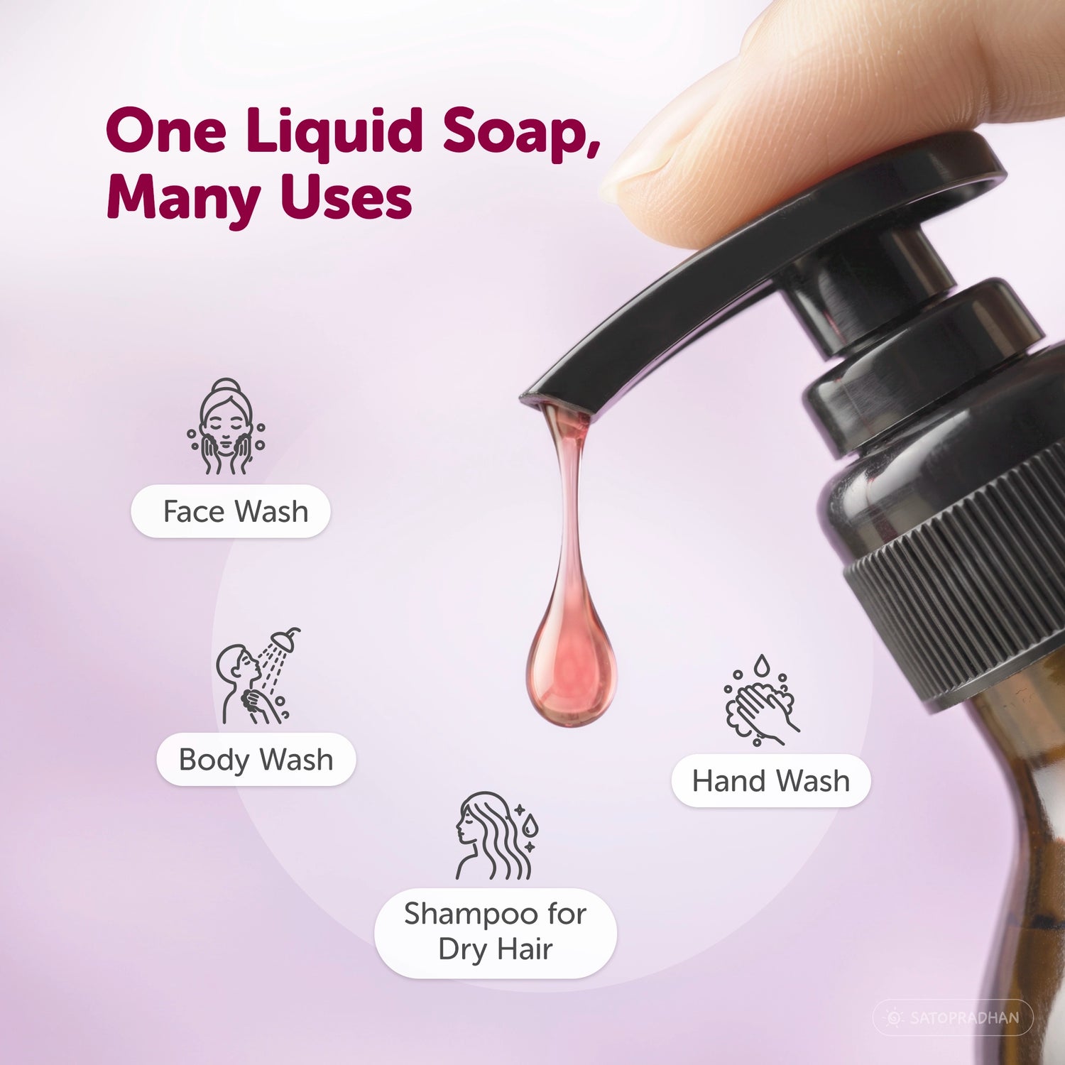 Castile Face & Body Wash – 200ml Glass Bottle / 900ml Refill in Upcycled Plastic Bottle – Natural Liquid Soap – Gentle Multi-Purpose Cleanser for Sensitive, Dry & Acne-Prone Skin - Shampoo for Dry Hair