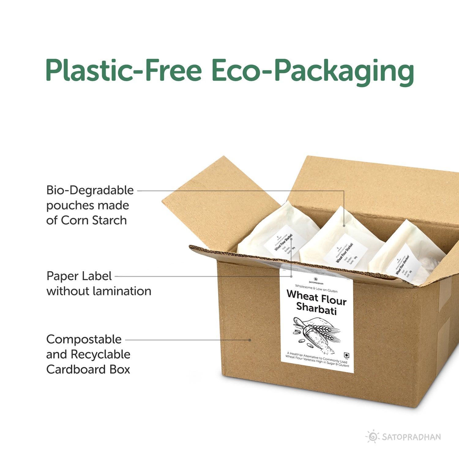 Wheat Flour Sharbati 800g/3.6kg - Traditionally Stone-Ground - Regional, Wholesome & Low on Gluten - Superior Quality, Organic & Unadulterated