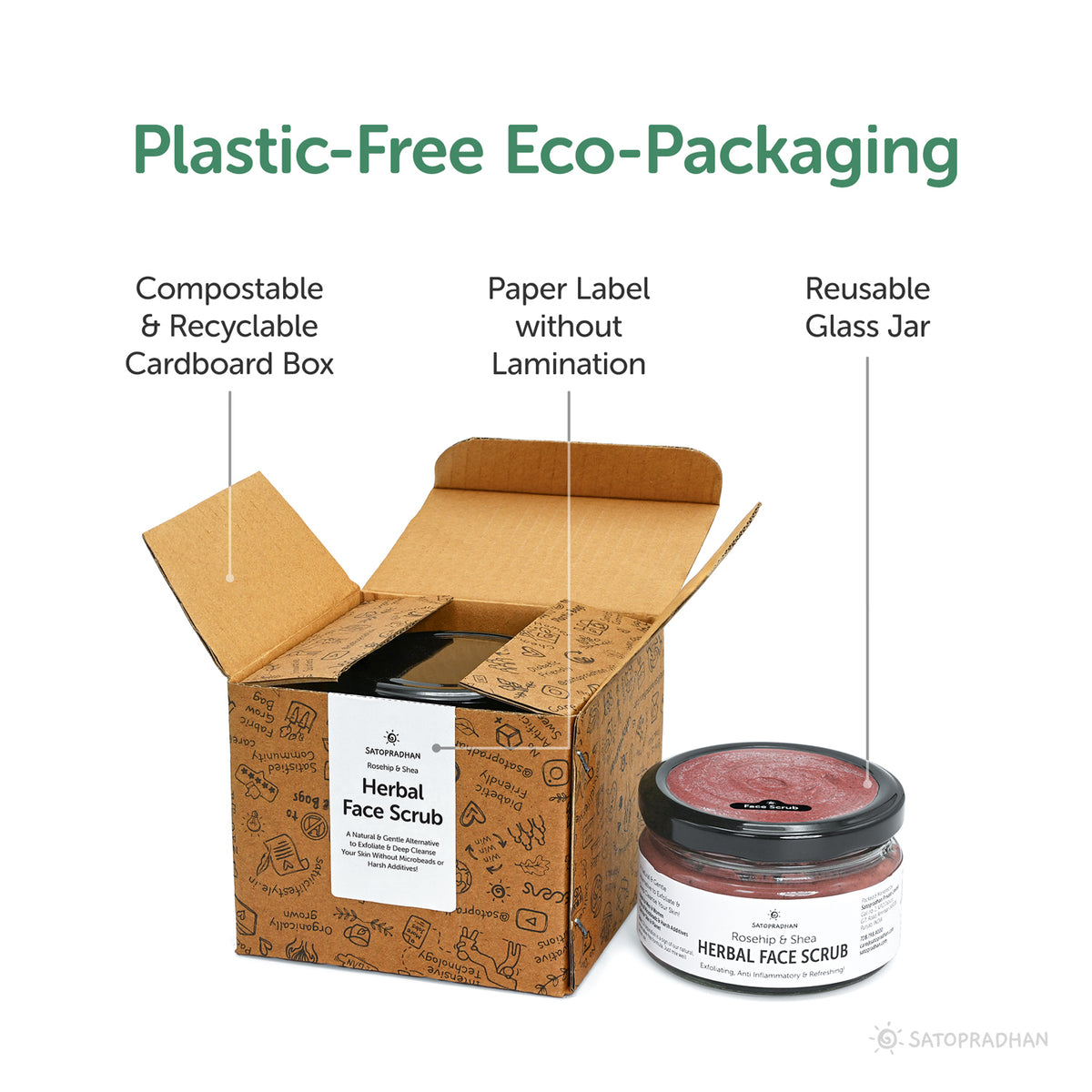 Satopradhan Rosehip & Shea Butter Exfoliating Herbal Scrub for Face & Body 150g - Natural Detan Scrub for Cleansing | Blackhead & Whitehead Remover | Dead Skin Remover | Detan Face Ubtan