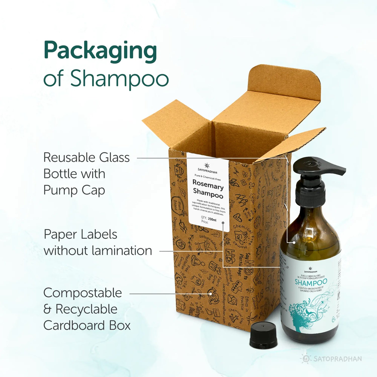 Saponified Rosemary Shampoo - 200ml or 750ml - Oil to Soap Formulated - Mild Natural Shampoo - Herbal, Vegan & Eco-friendly - For All Hair Types - Sulphate & Paraben-free Shampoo Liquid - Combats Dandruff & Hairfall - sodium lauryl sulfate free shampoo