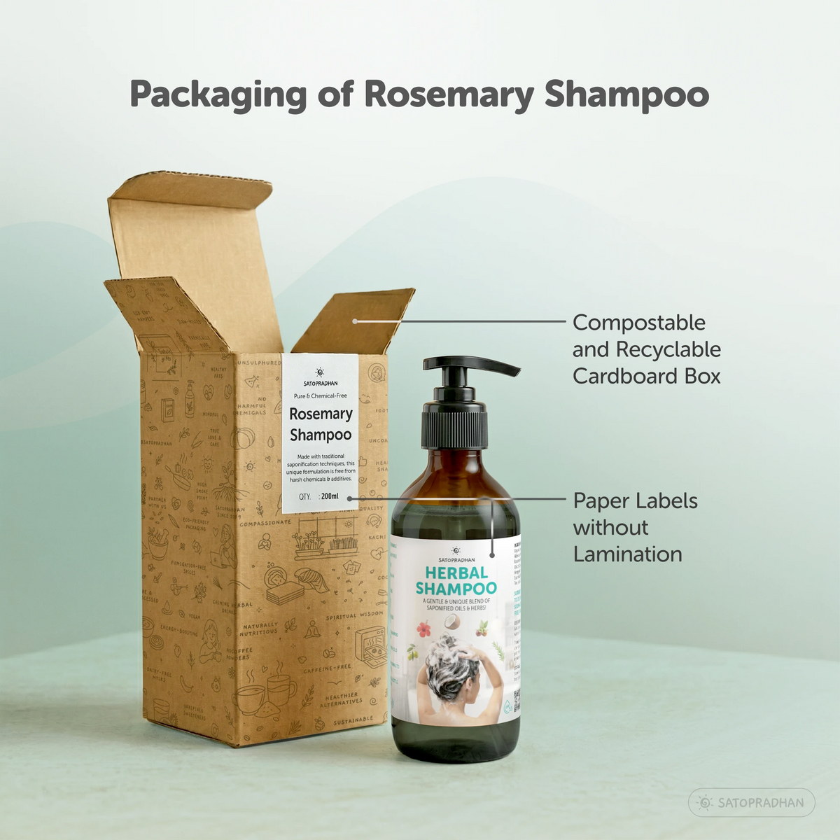 Saponified Rosemary Shampoo 200ml Glass Bottle / 900ml Refill in Upcycled Plastic Bottle - Mild, Natural & Eco-friendly - For Normal to Oily Hair Types - Sulphate & Paraben-free