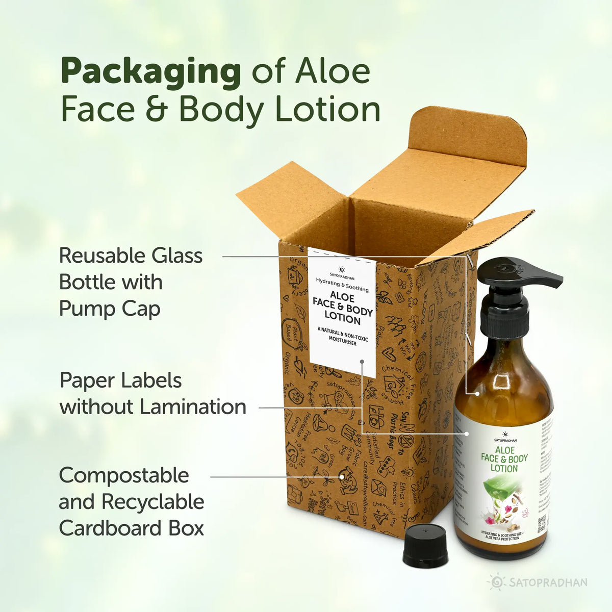 Aloe Face & Body Lotion 200ml - Lightweight & Non Sticky Moisturiser - Face & Body Cream - Natural, Pure & Vegan - Non- Toxic Face Lotion - Plant-Based Moisturizer, Eco-Packaging