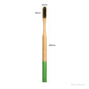 Toothbrushes - Set of 4 with Bamboo Handles & Biodegradable Bristles - Colored markings for easier identification