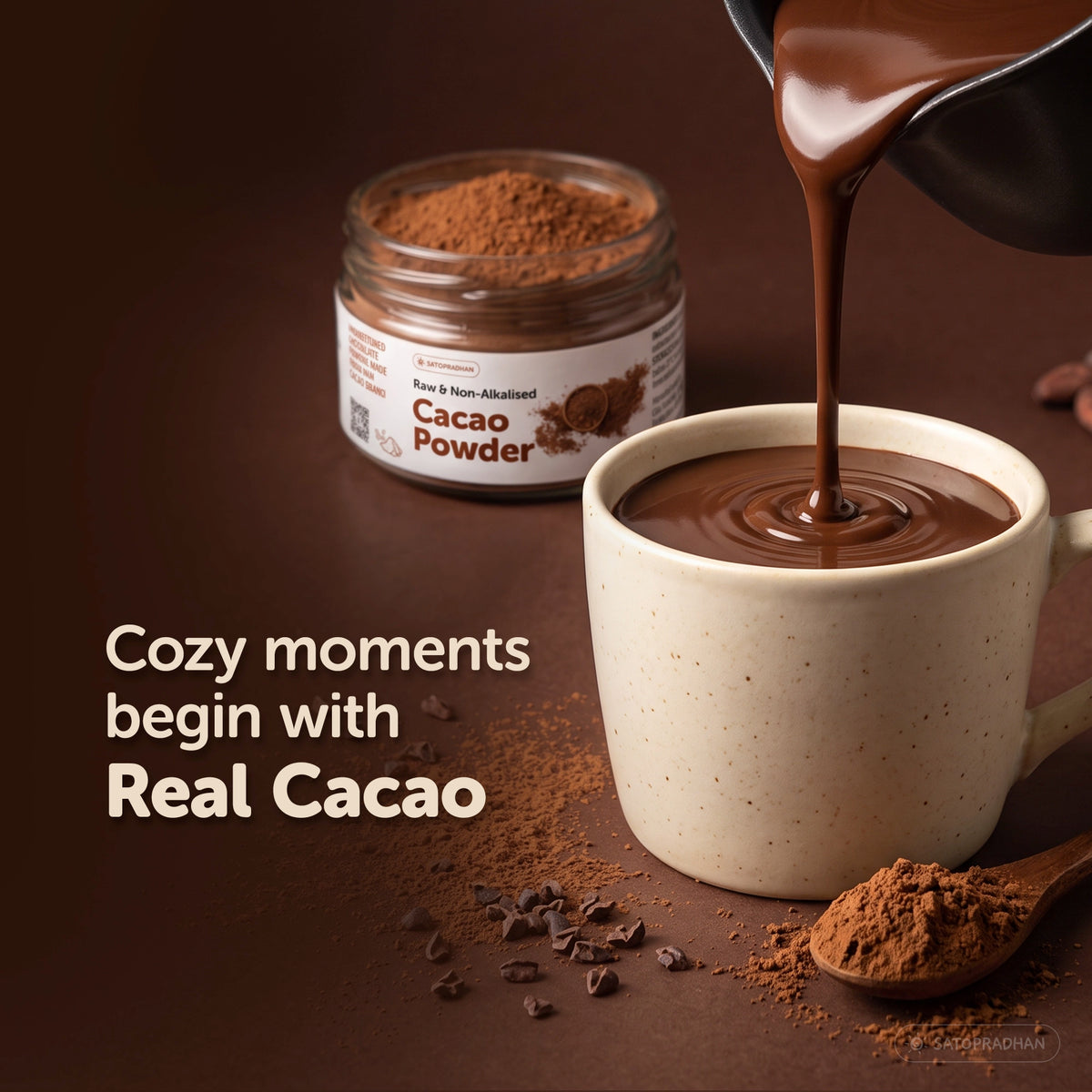 Cozy Moments Begin With Real Cacao | Organic Cacao Powder | Non-Alkaline Cacao Powder