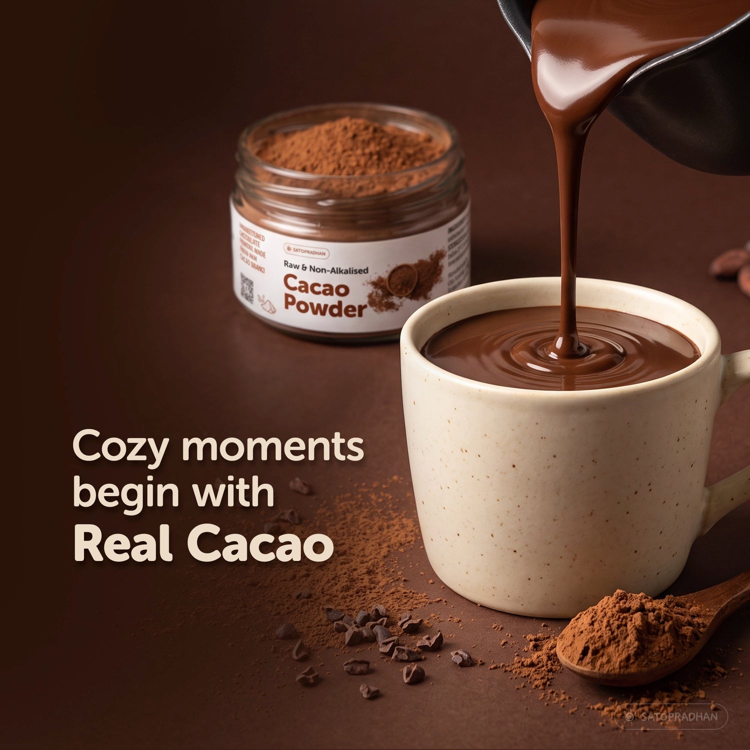 Cozy Moments Begin With Real Cacao | Organic Cacao Powder | Non-Alkaline Cacao Powder