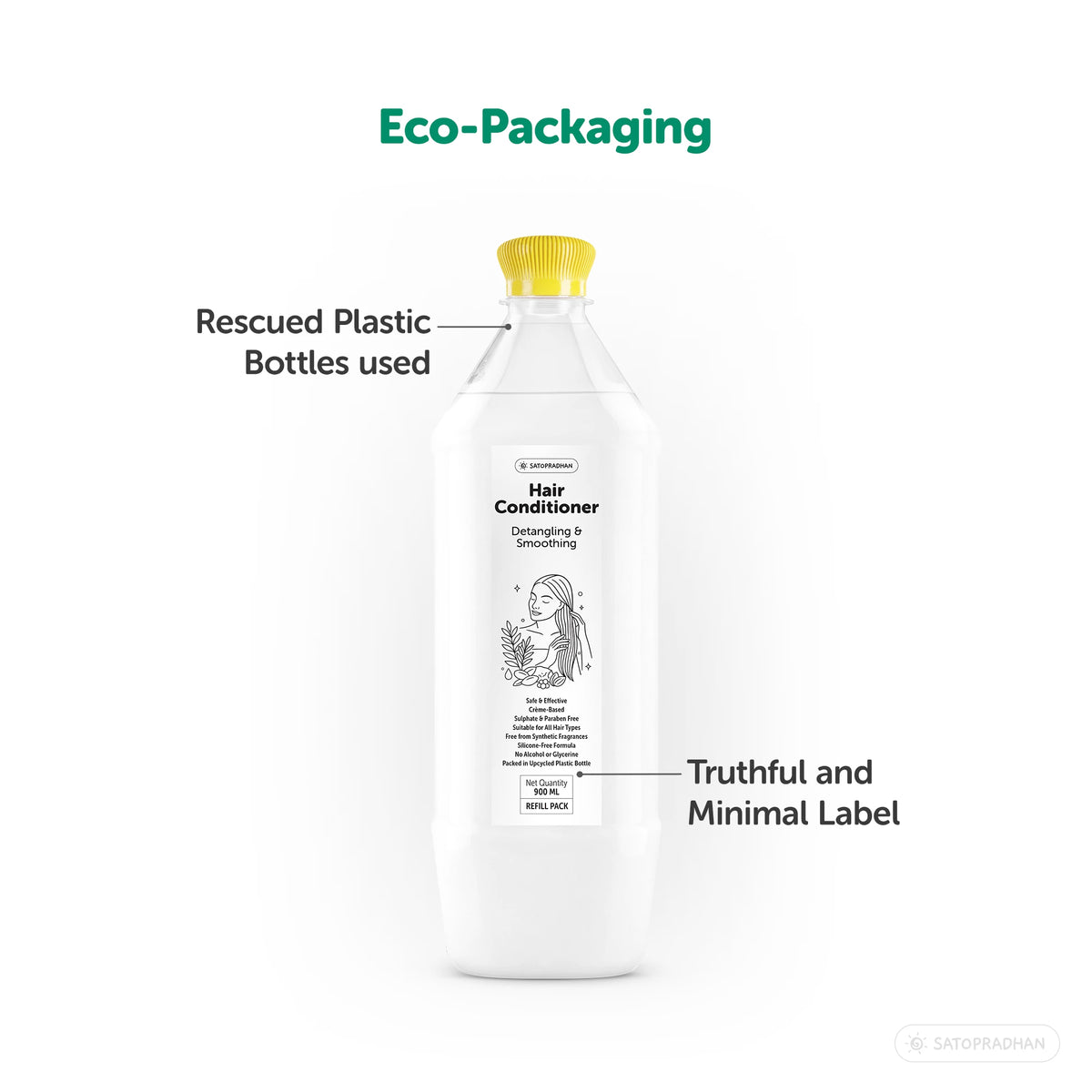 Moisturizing Hair Conditioner 200ml Glass Bottle / 900ml Refill in Upcycled Plastic Bottle  - Post Wash Hair Conditioner - Nourishes & Detangles Hair - Best for Dry & Damaged Hair